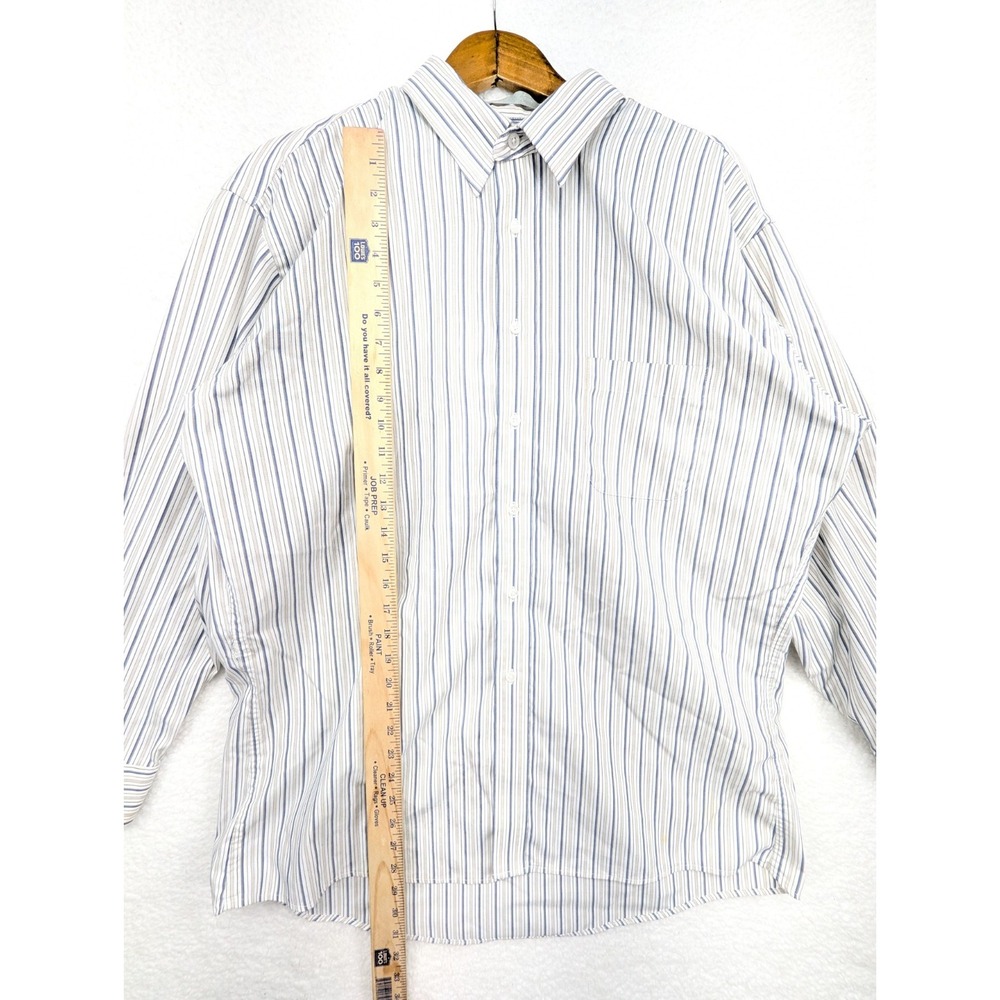 Stafford Executive Women'sPinpoint Oxford White Striped Dress Shirt 17.5 Size 35 - Picture 3 of 7